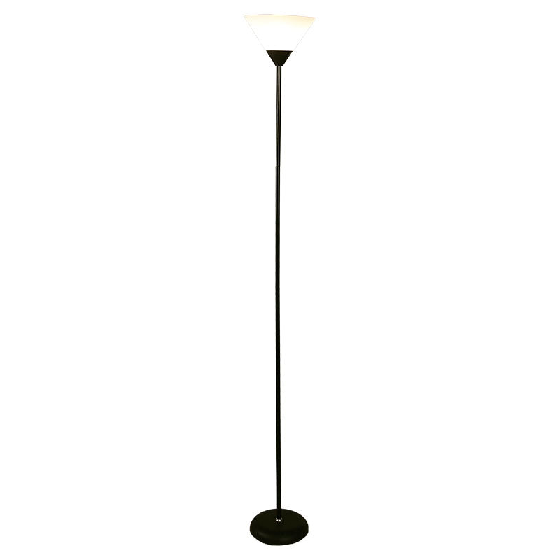 Lámpara de pie base negra pantalla blanca E27