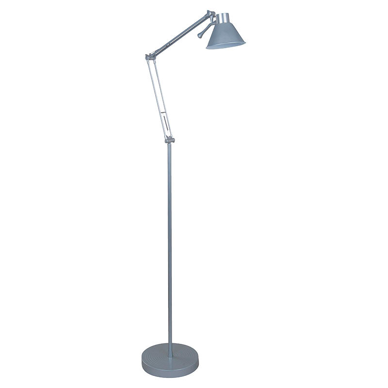 Lámpara de pie plateado brazo móvil 1 luz E27