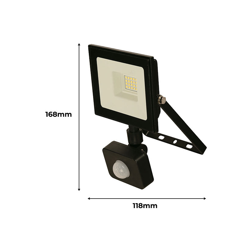Black 20W LED outdoor floodlight with motion sensor, neutral light, General Lighting