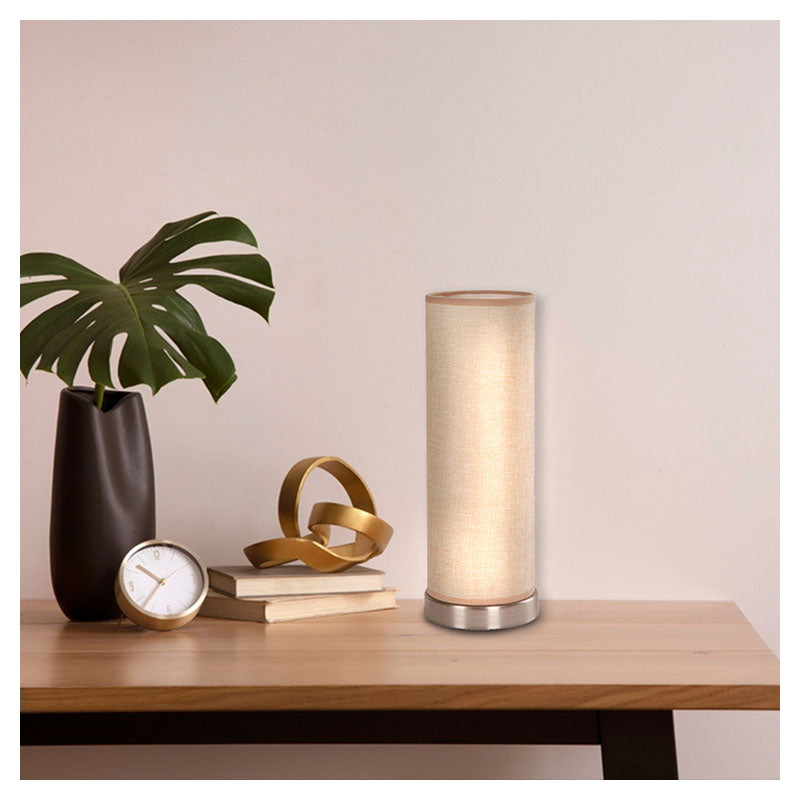 Lámpara mesa níquel pantalla beige 1 luz E27