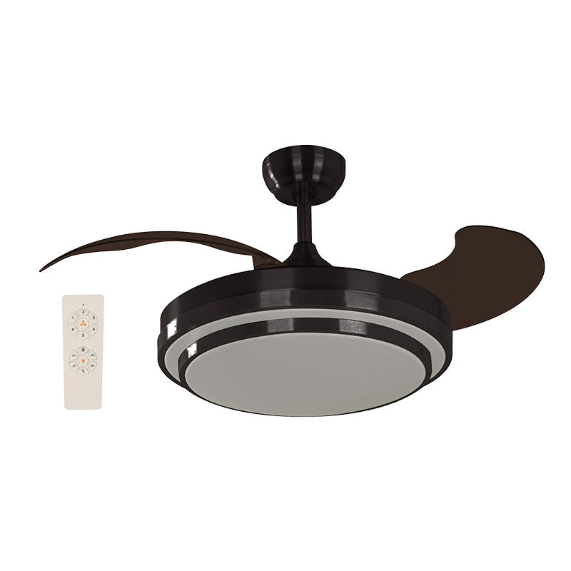Ventilador techo 42" 3 aspas retráctiles 1 luz, negro, Designers Lighting