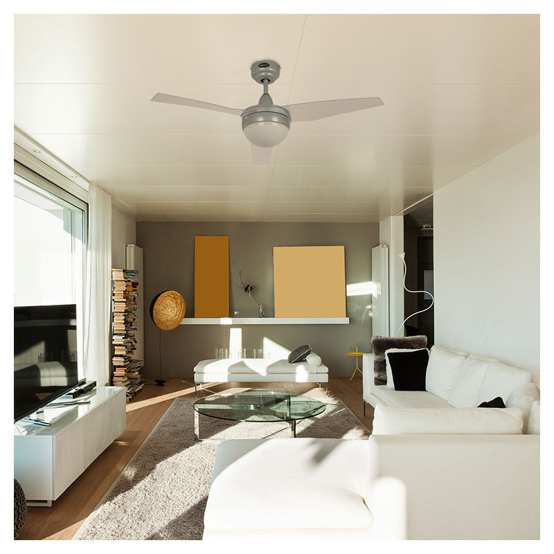 Ventilador techo 42" 3 aspas 2 luces gris designers lighting