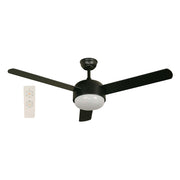Ventilador techo 52" 3 aspas 2 luces negro designers lighting