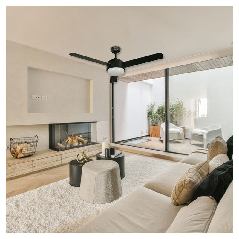 Ventilador techo 52" 3 aspas 2 luces negro designers lighting