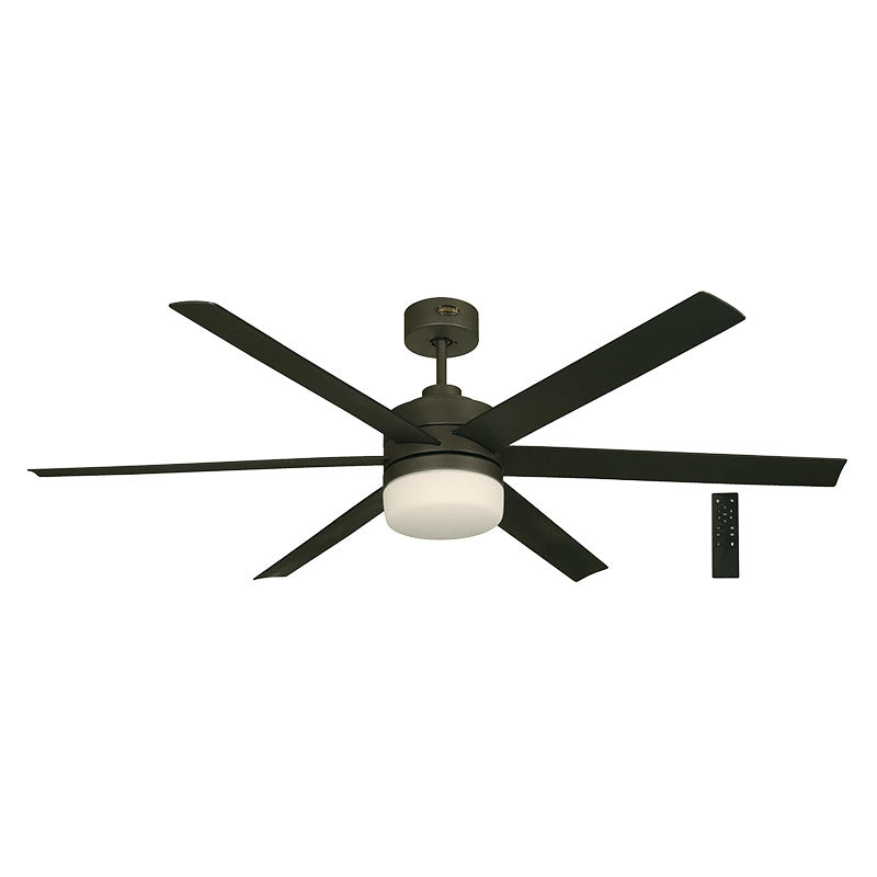 Ventilador techo 60" 6 aspas 1 luz negro designers lighting