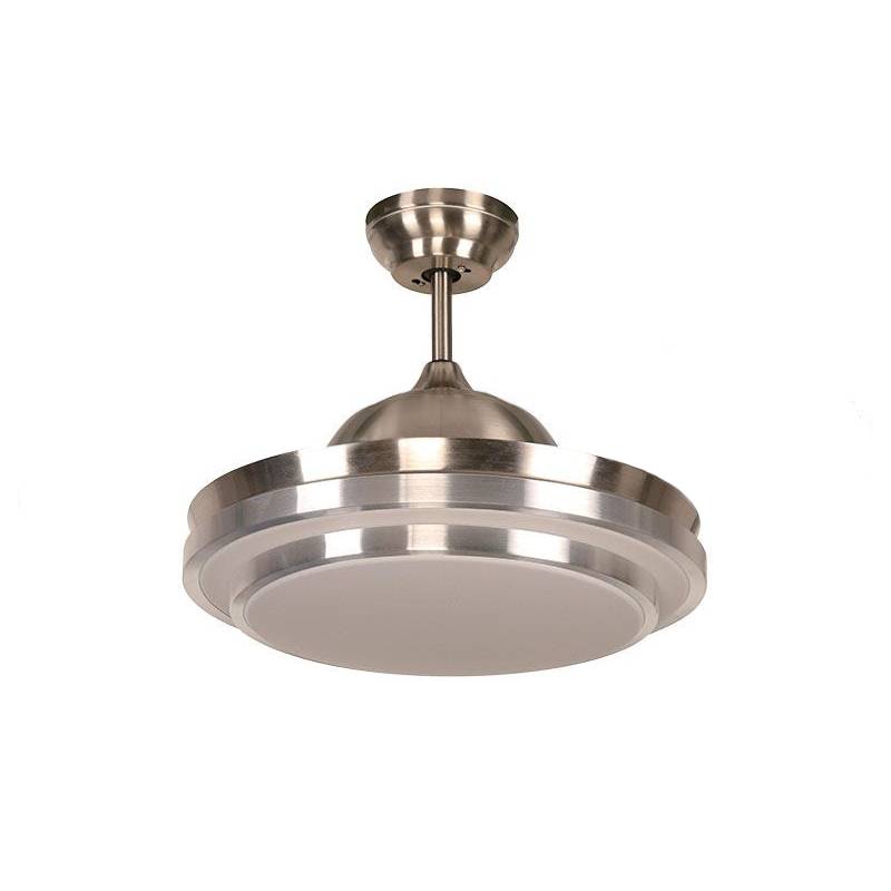 Ventilador techo 42" 3 aspas retráctiles 1 luz, níquel satinado, Designers Lighting