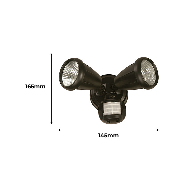 General Lighting 10W outdoor black LED floodlight with motion sensor, warm light