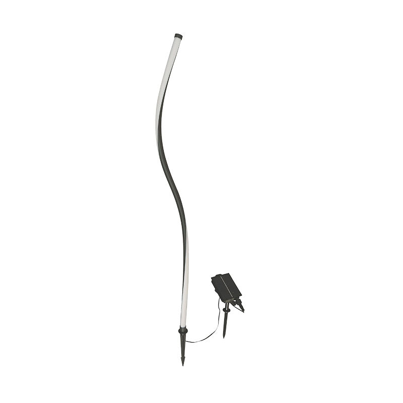 Lámpara tipo estaca moderna ondas verticales negra 1 luz LED solar 24719