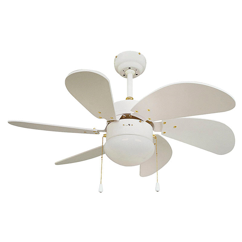 Ventilador techo 32" 6 aspas 1 luz blanco designers lighting