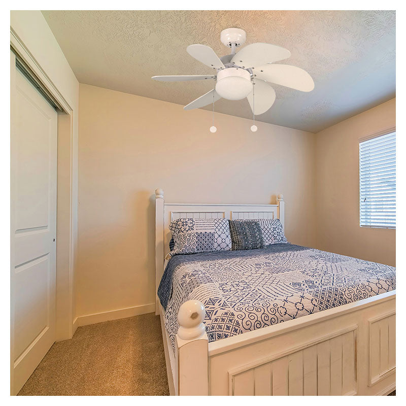 Ventilador techo 32" 6 aspas 1 luz blanco designers lighting