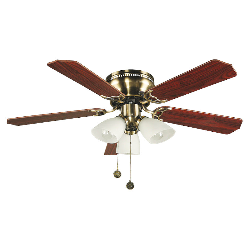 Ventilador techo 42" 5 aspas 3 luces bronce antiguo designers lighting