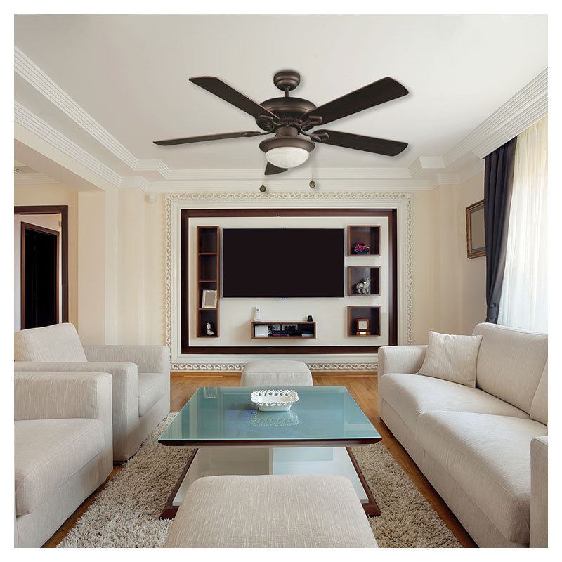 Ventilador techo 52" 5 aspas 2 luces bronce cepillado designers lighting