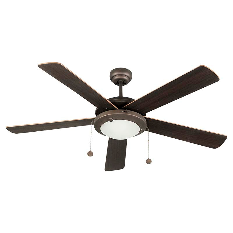 Ventilador techo 52" 5 aspas 2 luces chocolate designers lighting