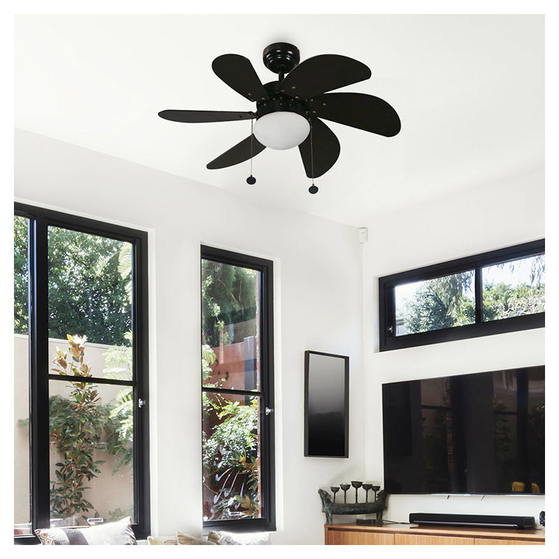 Ventilador techo 32" 6 aspas 1 luz negro designers lighting