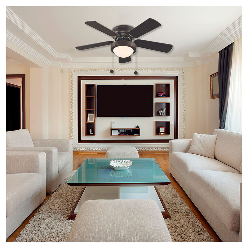 Ventilador techo 36" 5 aspas 1 luz chocolate designers lighting
