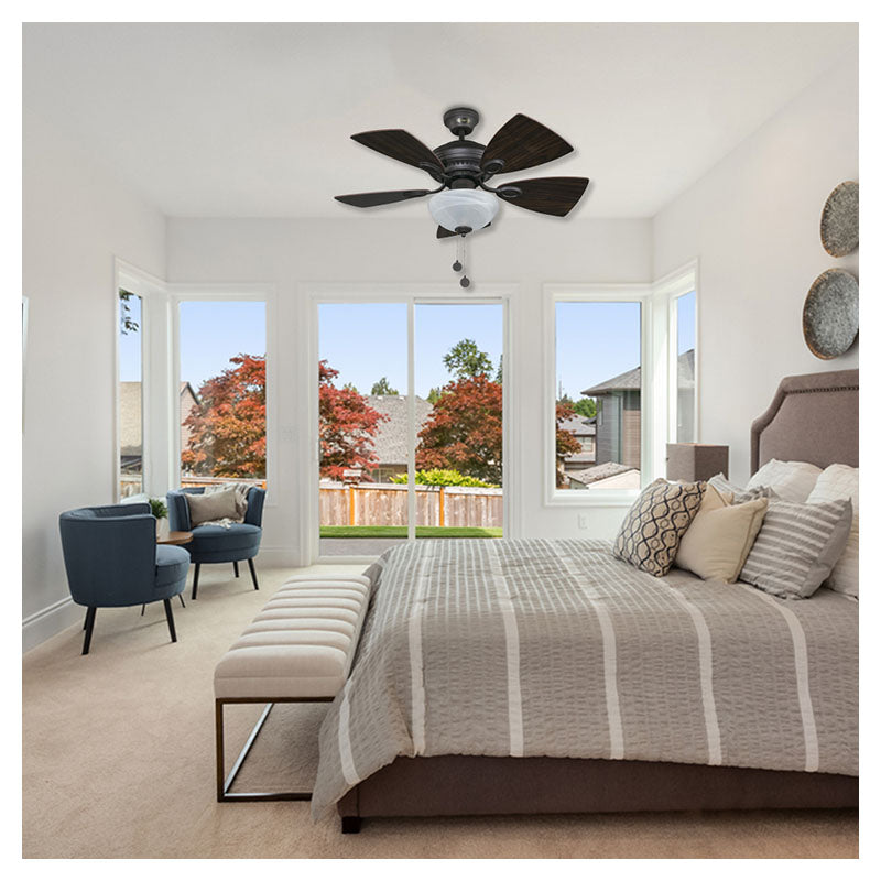 Ventilador techo 36" 5 aspas 2 luces bronce cepillado designers lighting