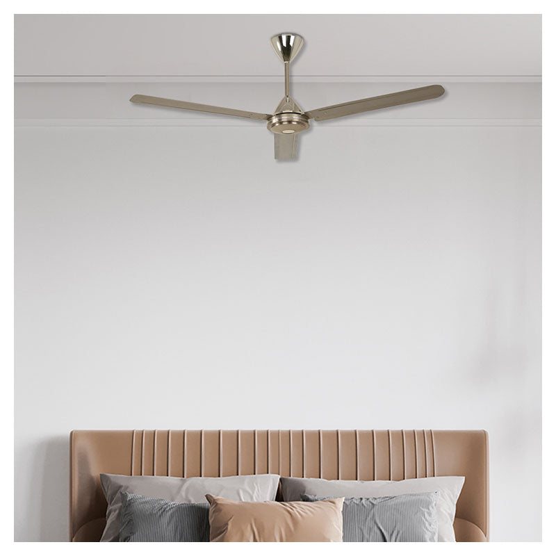 Ventilador techo industrial 54" 3 aspas níquel satinado designers lighting