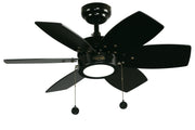 Ventilador techo led 32" 6 aspas 1 luz negro designers lighting