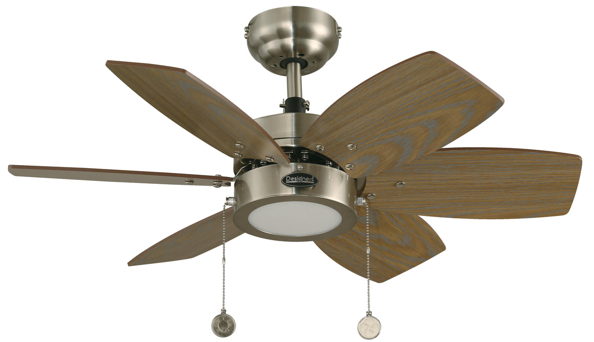 Ventilador techo led 32" 6 aspas 1 luz níquel satinado designers lighting