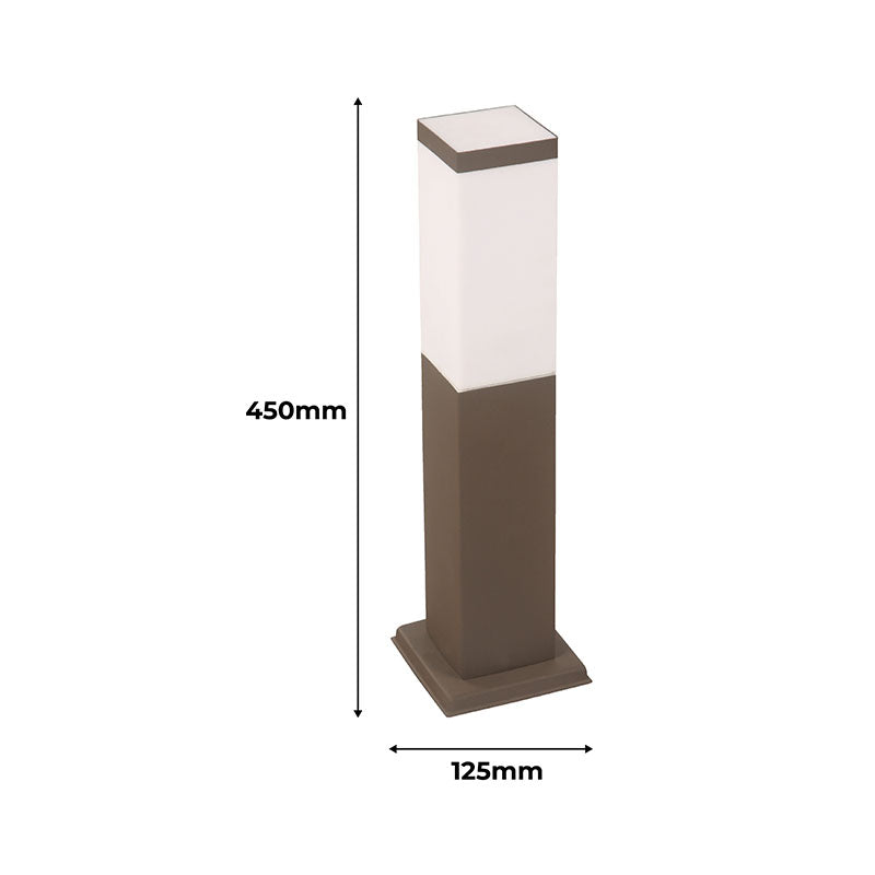 Brown post lantern, 1-light, 45 x 12.5 x 12.5 cm