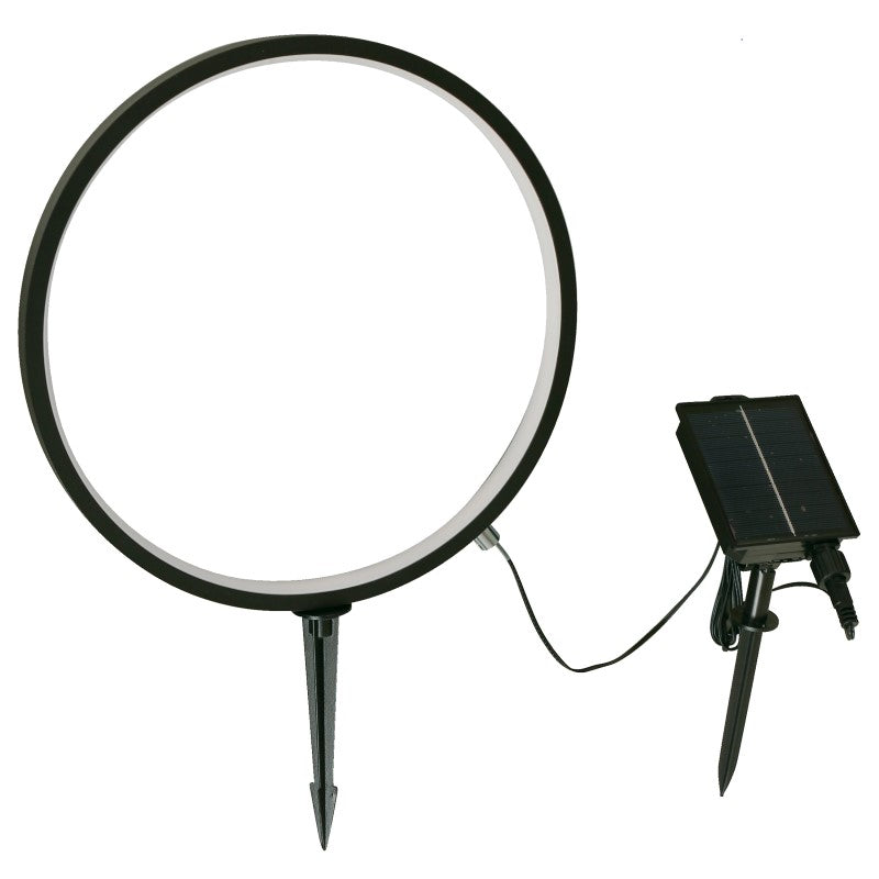 Lámpara tipo estaca moderna circular negra 1 luz LED solar 24722