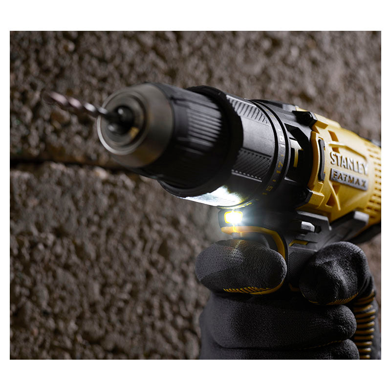 Taladro percutor inalámbrico 1/2" 20 V stanley + 2 baterías + cargador