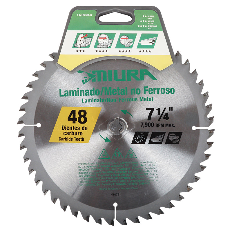 Disco para madera 71/4" 48 dientes Miura