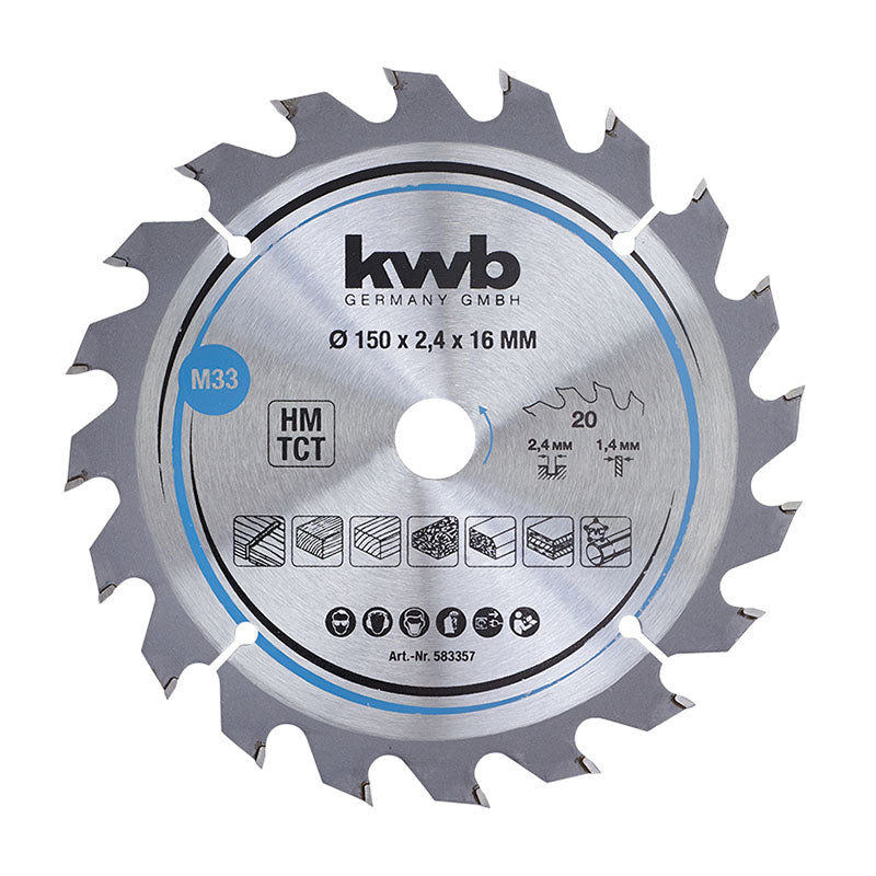 Disco de corte rápido 20 dientes 6" para madera KWB