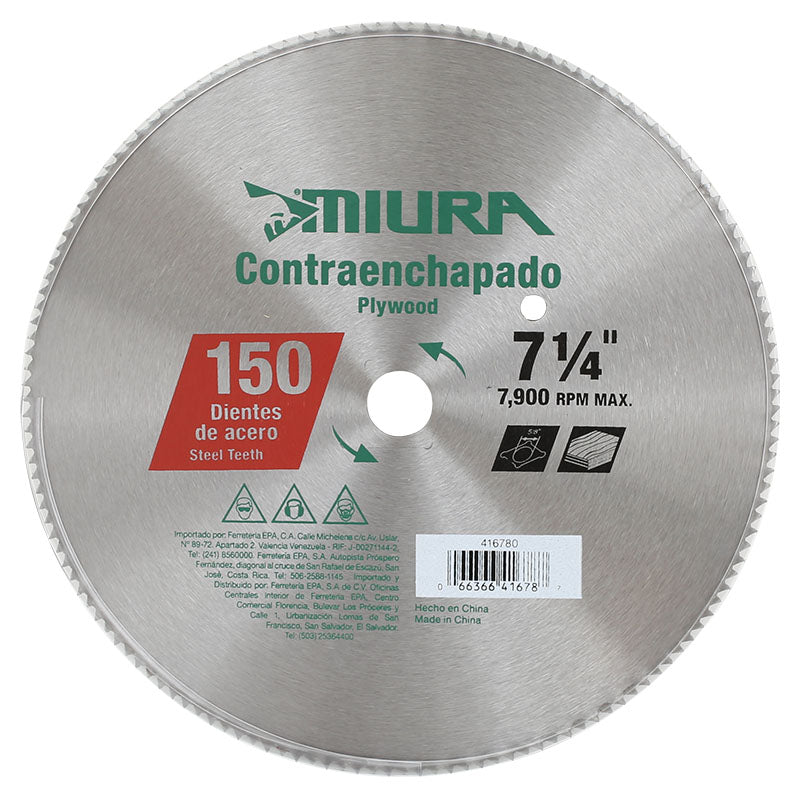 Disco corte plywood fino 7 1/4" 150 dientes