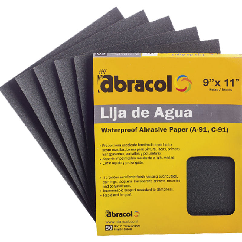 Lija de agua #1.500 9" x 11" Abracol