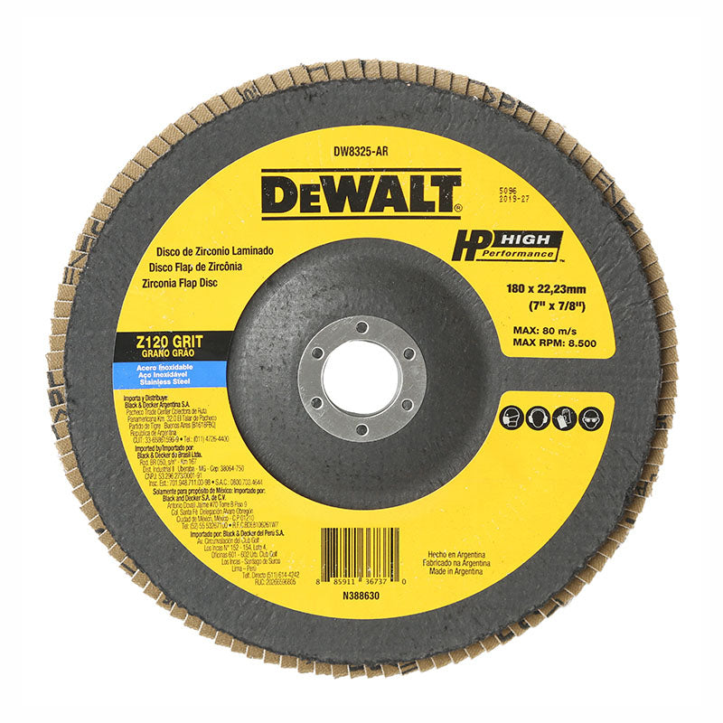 7" Zirconia Flap Disc Stainless Steel Z60 Type 29 DeWalt