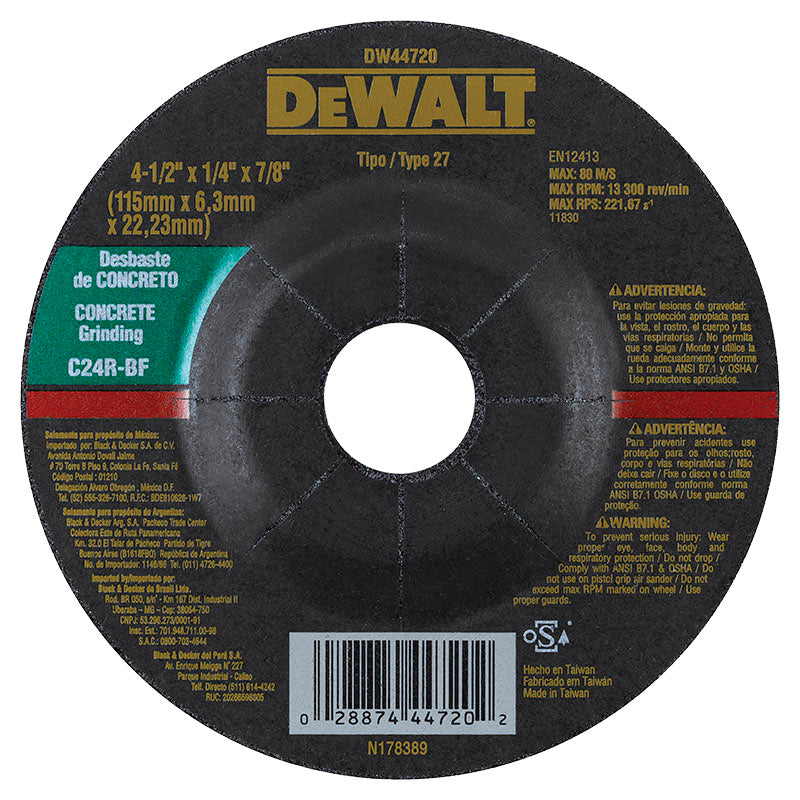 Disco de desbaste para concreto 7" 6,4 mm 1/4" Dewalt