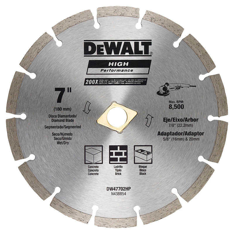 Disco diamantado 7" segmentado concreto seco y húmedo DeWalt