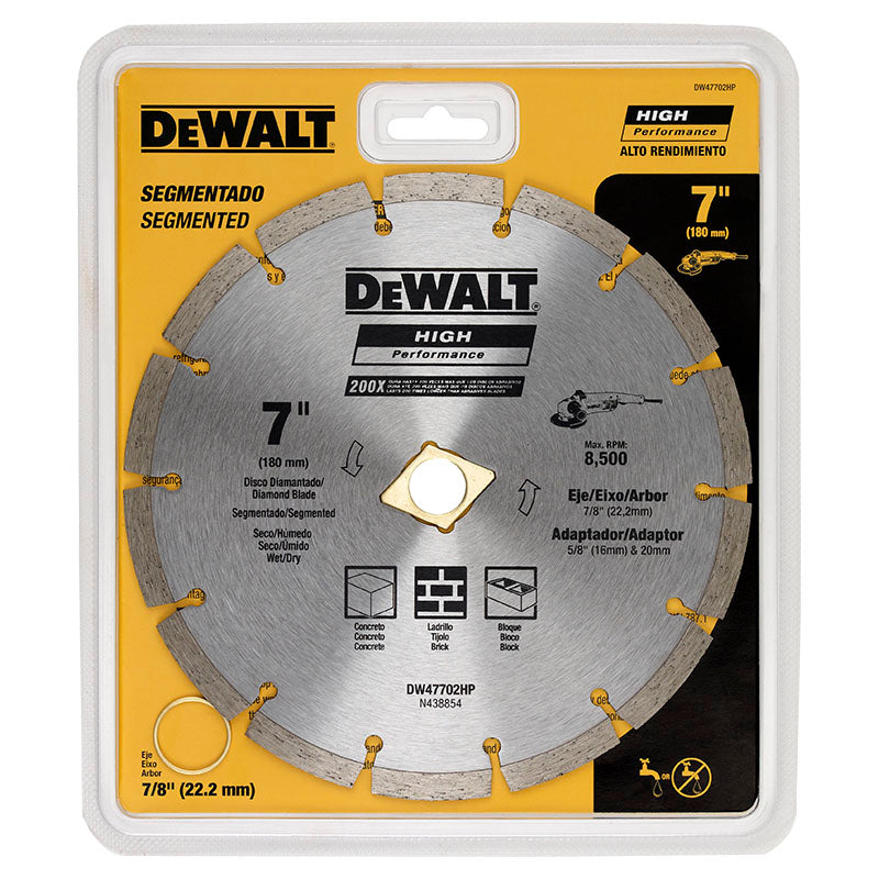 Disco diamantado 7" segmentado concreto seco y húmedo DeWalt