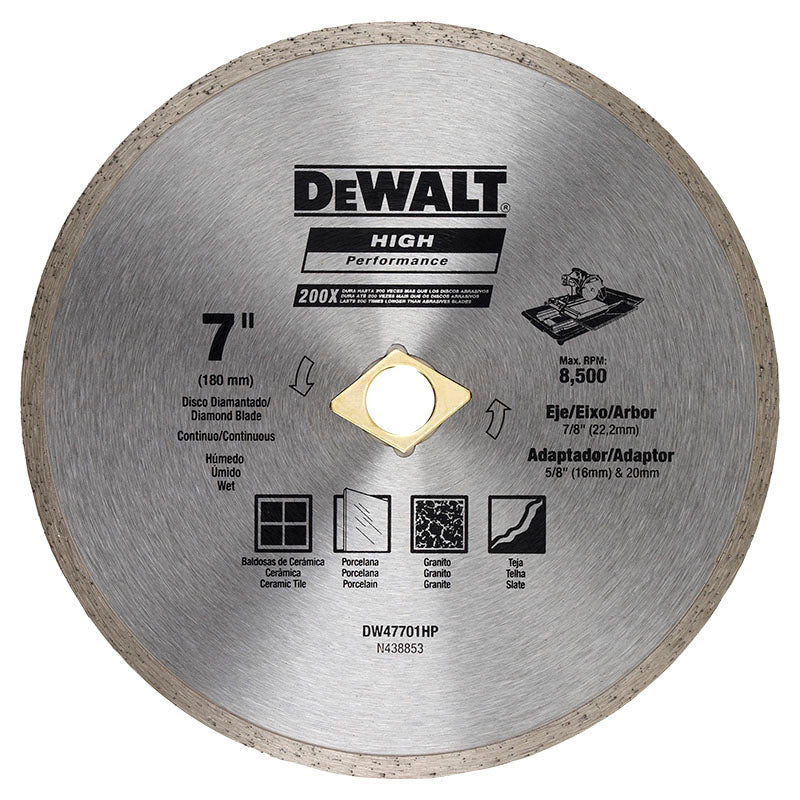 Disco diamantado 7" continuo cerámica húmedo DeWalt