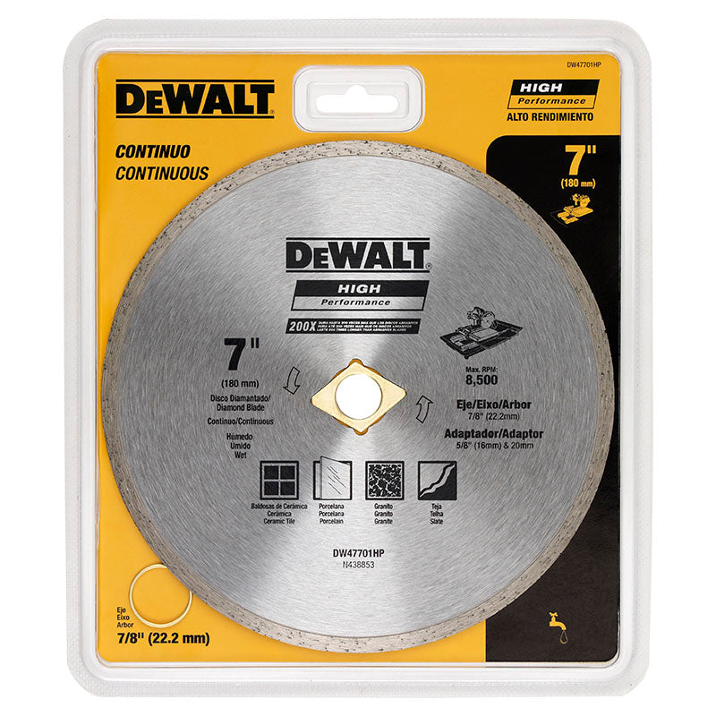 Disco diamantado 7" continuo cerámica húmedo DeWalt