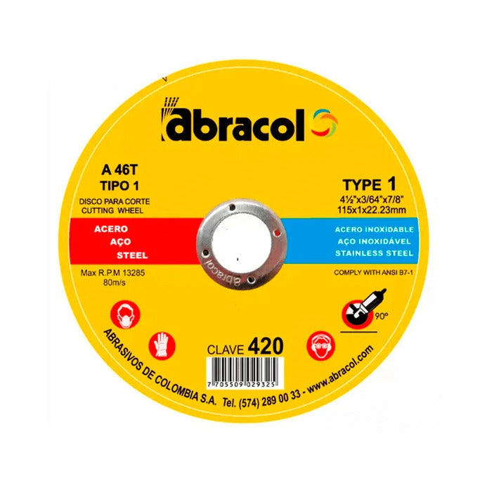 Disco de corte de metal 4 1/2" DT1 A46T