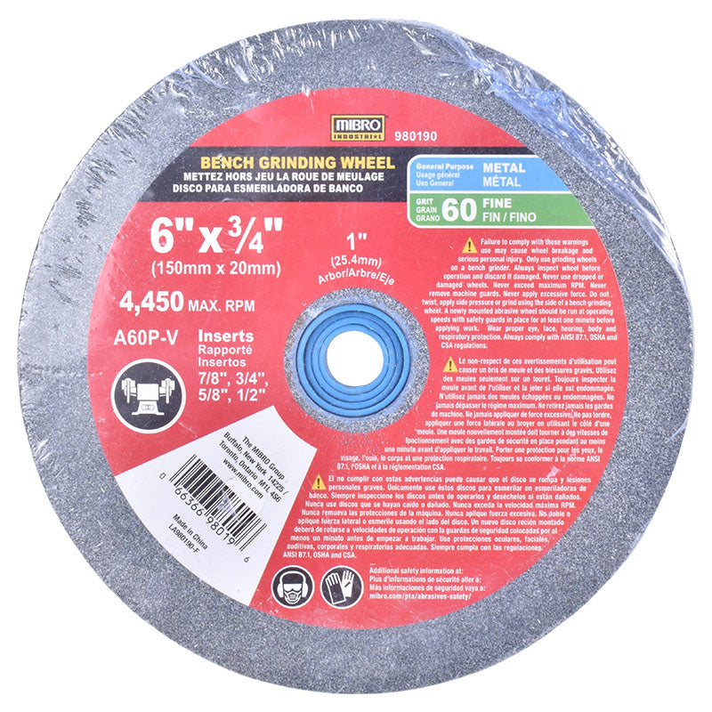 Bench grinding wheel 6" x 3/4" grit 60