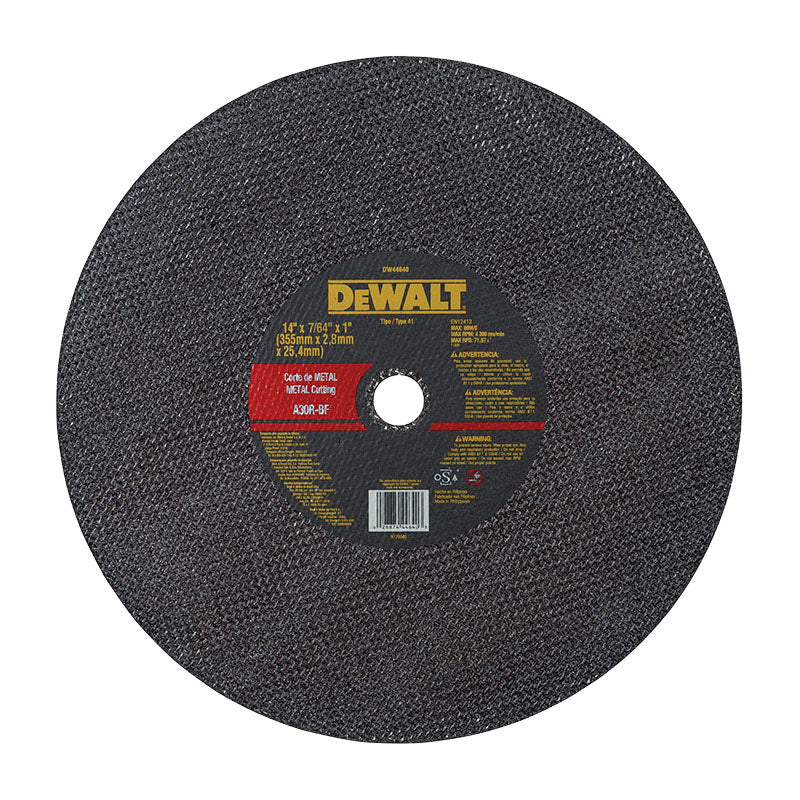 Disco de corte para metal y acero inoxidable 7/64" espesor 2,5 grano A30R tipo 1 DeWalt