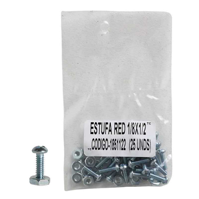 Stove bolt, round head, 1/8