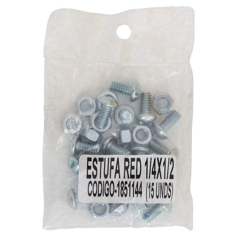 Stove bolt round head 1/4" x 12" 15 pcs includes nuts