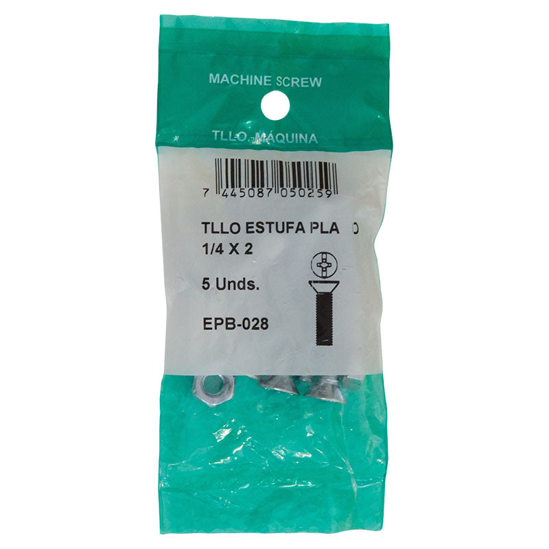 Flat head stove bolt 1/4" x 2" 5 pcs includes nuts