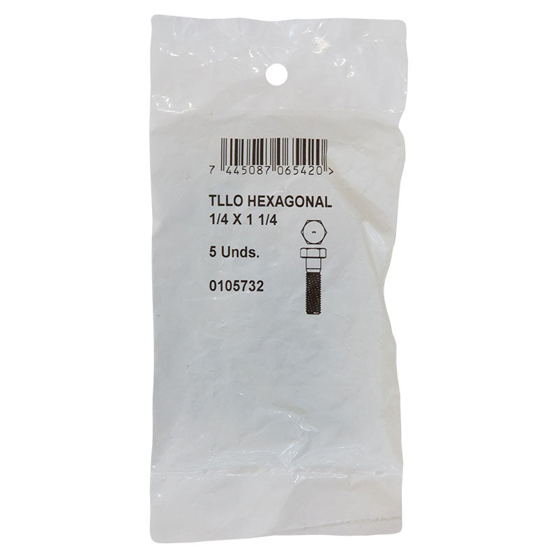 Tornillo cabeza hexagonal g2 1/4" x 1 1/4" 5 uds incluye tuercas