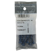 Tornillo para concreto cabeza plana 1/4" x 2 1/4" 10 uds