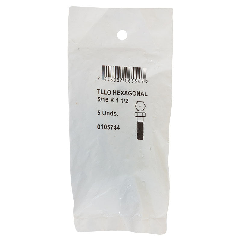 Tornillo cabeza hexagonal g2 5/16" x 1 1/2" 5 uds incluye tuercas