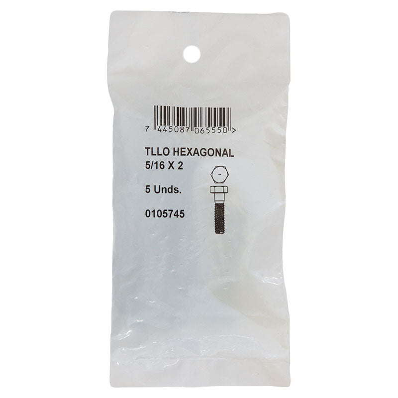 Tornillo cabeza hexagonal g2 5/16" x 2" 5 uds incluye tuercas
