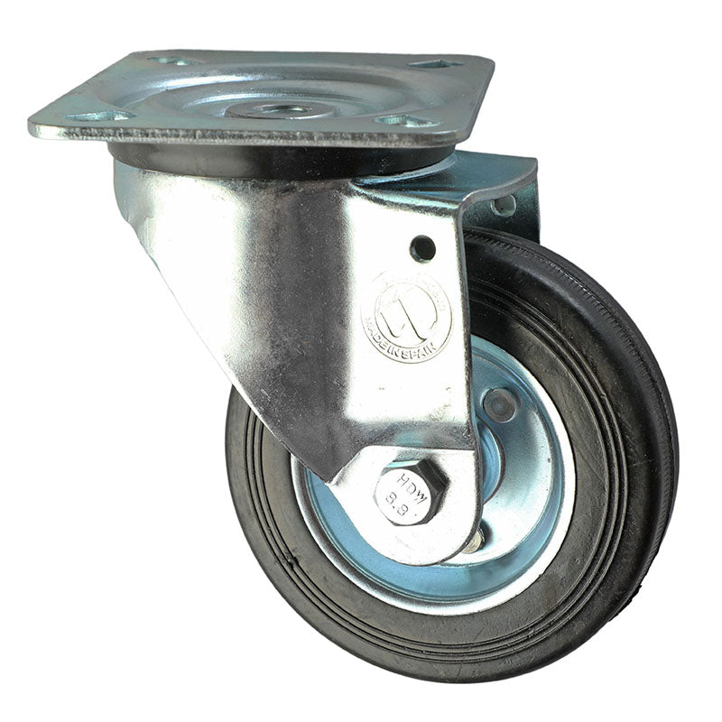 Rodín de goma 4" giratorio con placa soporta 110 kg