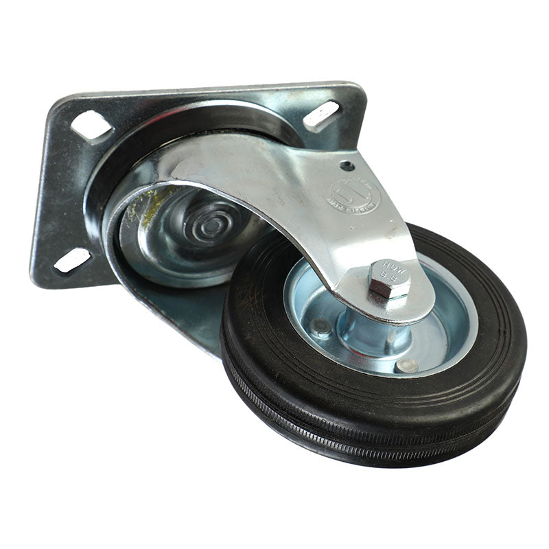 4" rubber swivel caster with plate supports 110 kg