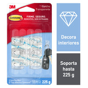 Mini gancho plástico transparente fácil colocación soporta 225 g 6 uds