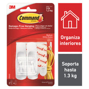 White medium adhesive plastic hook supports 1 kg 2 units